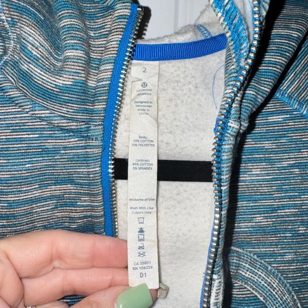 2 | Lululemon Scuba Hoodie‎ Womens 2 Blue Space Dye Full Zip Thumbholes